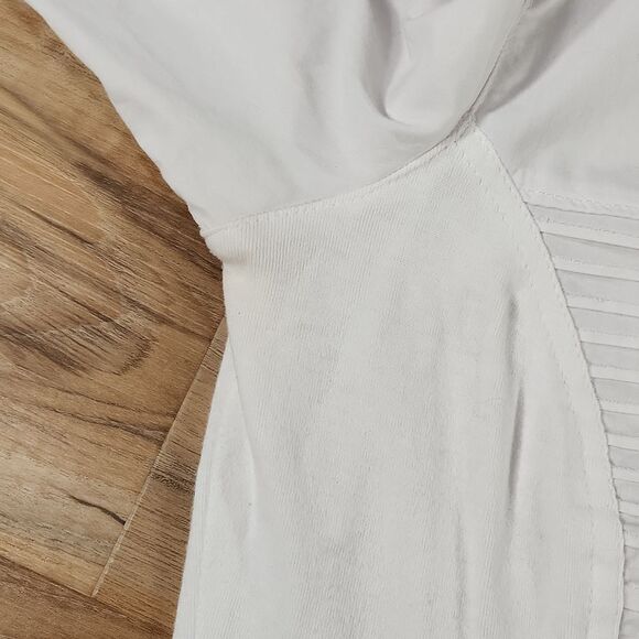 🩵Zac & Rachel White Pleated Button Front Adjustable Long Sleeve Top Large - Picture 13 of 16